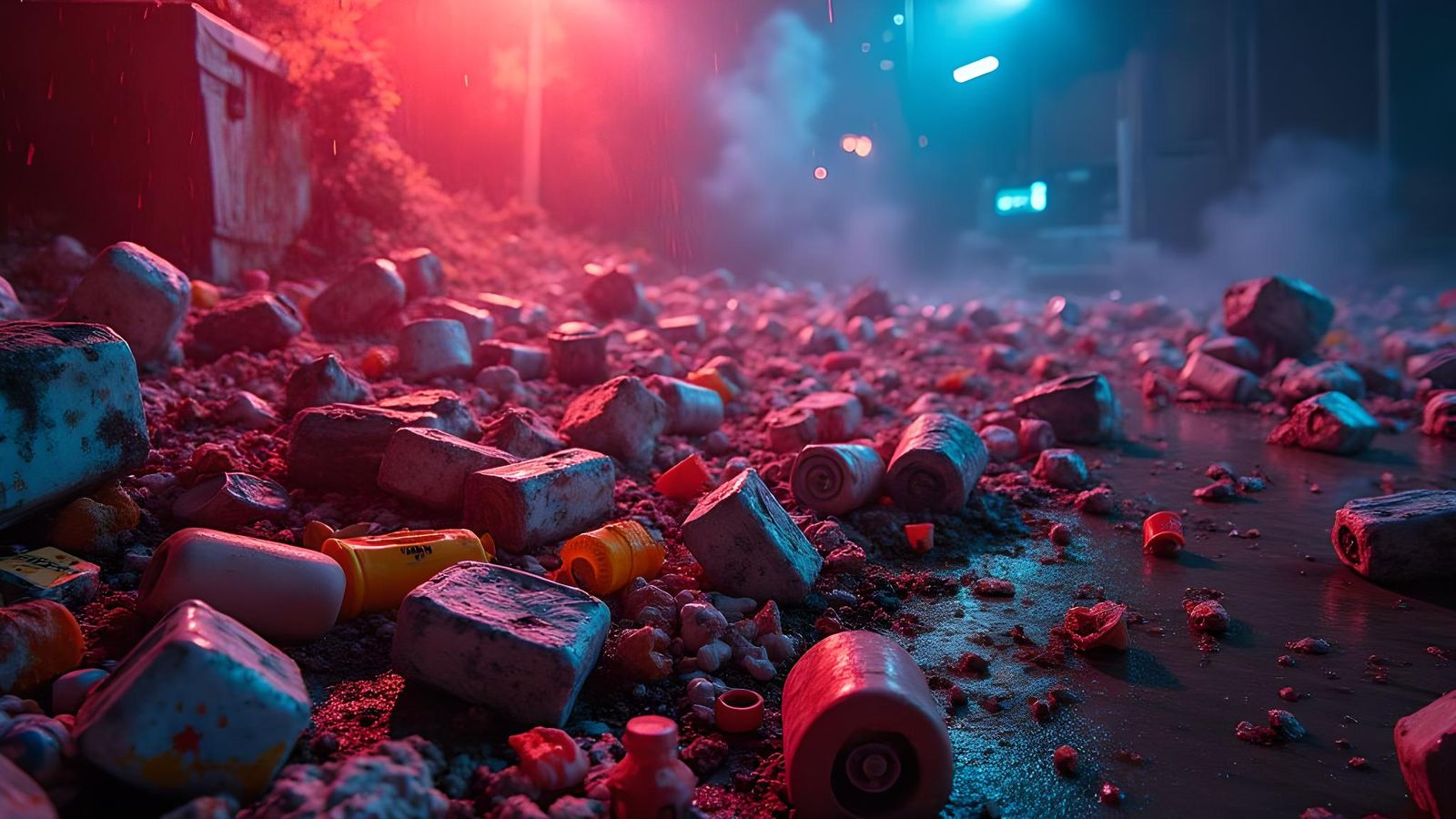 Vibrant Recycling: Ethereal Fluorescent Trash Vogue