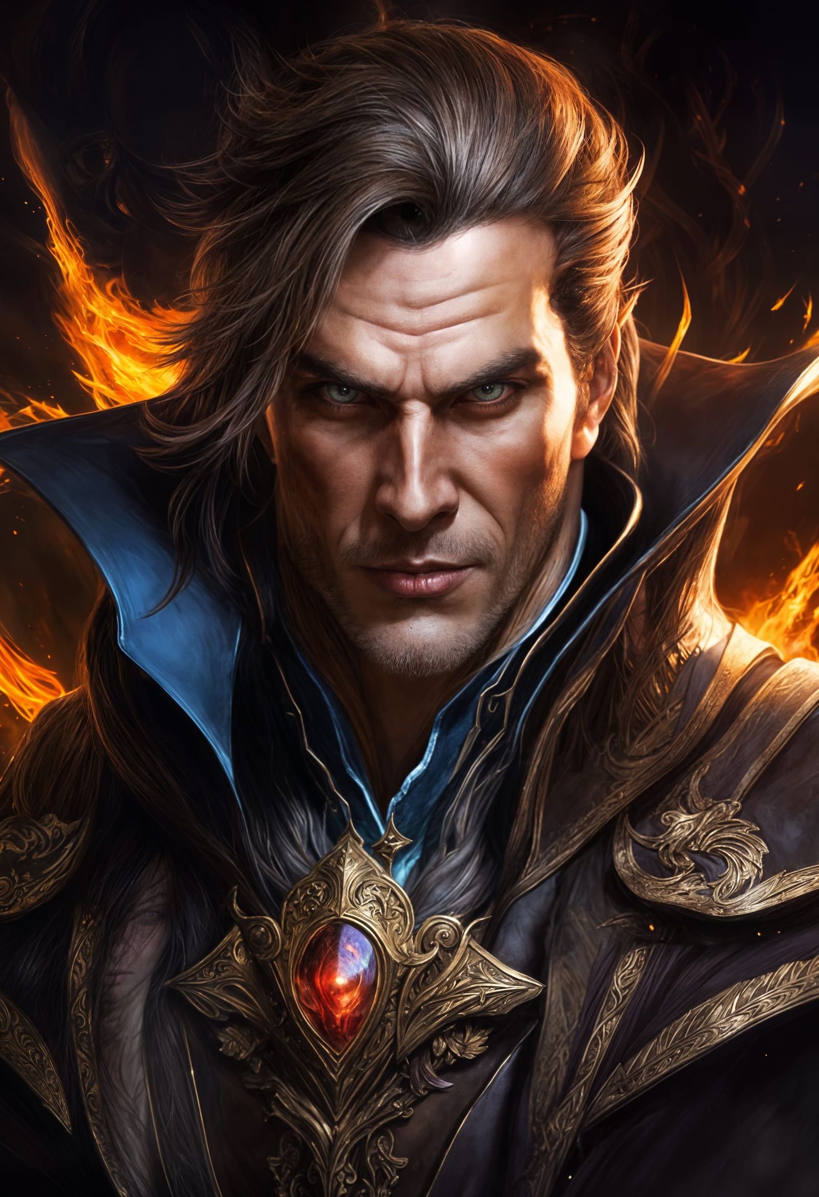 Insane Evil Mage Portrait in Dark Fantasy Style