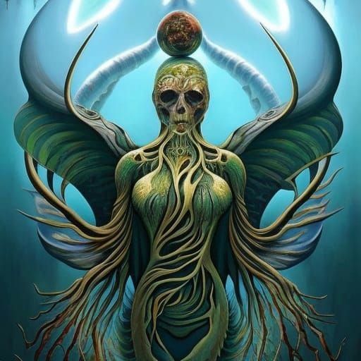 Psychedelic Fantasy Face in Detailed Mixed Media