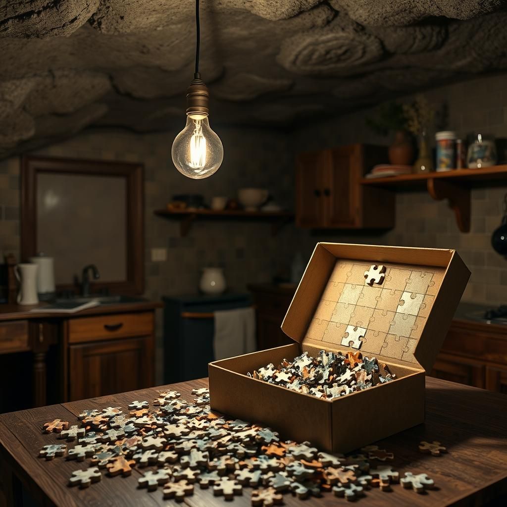 Jigsaw Puzzle Solved in Underground Bunker Kitchen