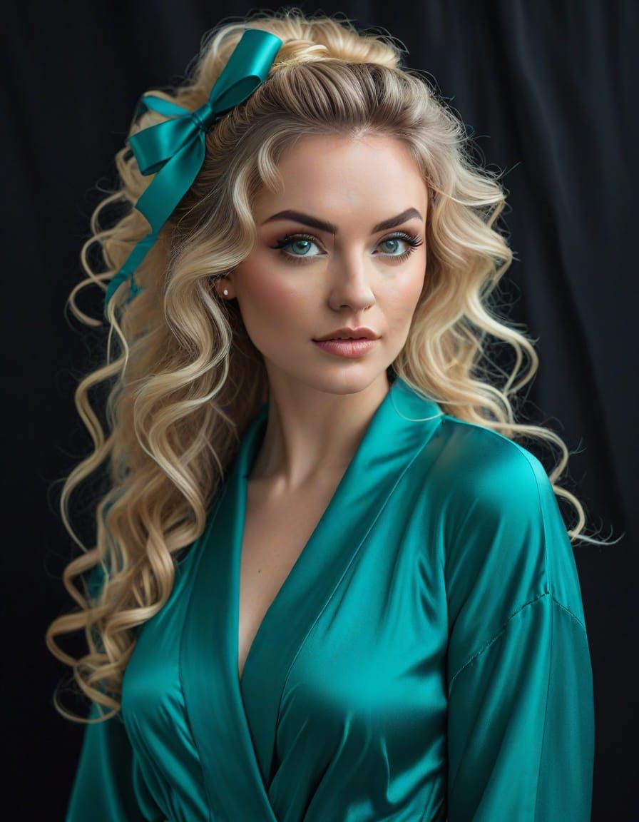 Feminine Portrait in Teal Hues