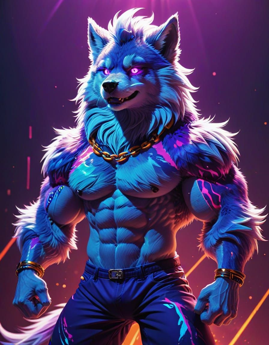 Vibrant Canine Superhero in Anime Style