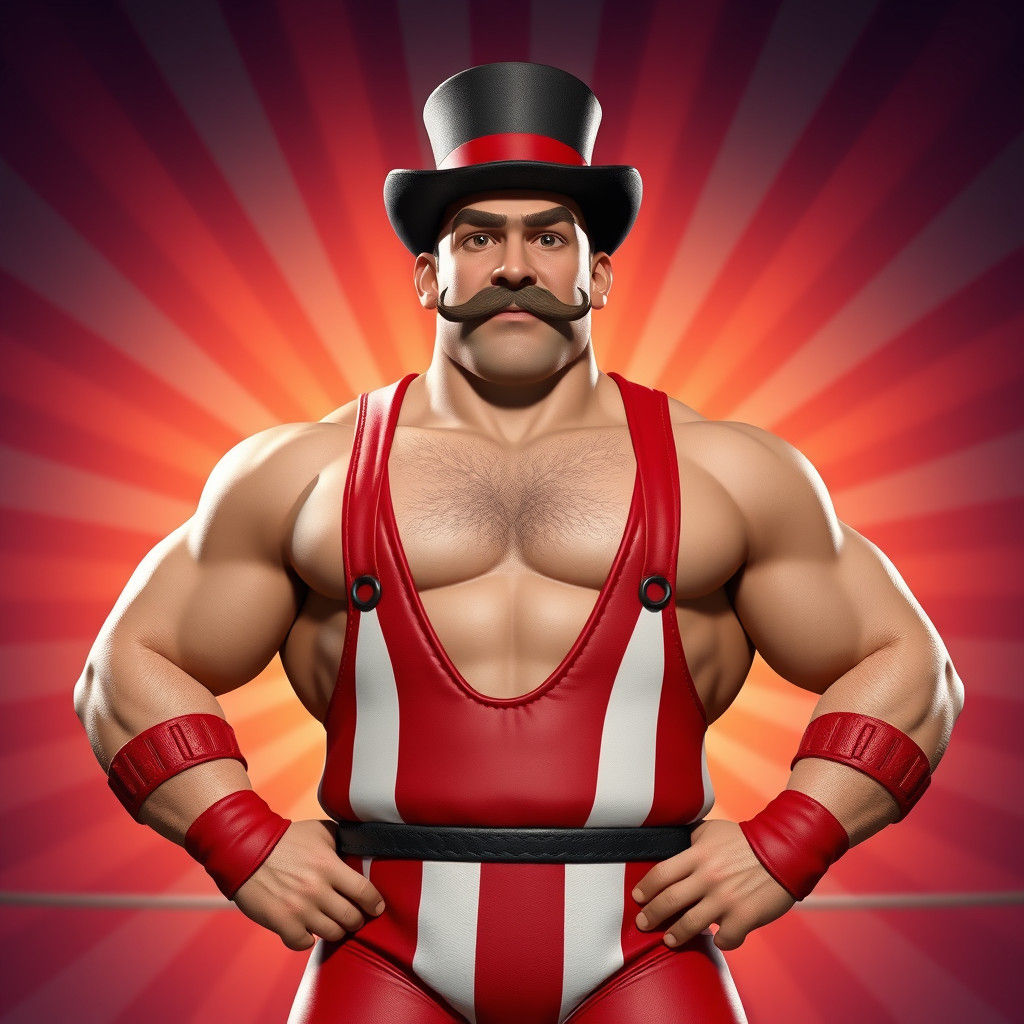 Retro Wrestler Concept Art in Pixar Disney Style