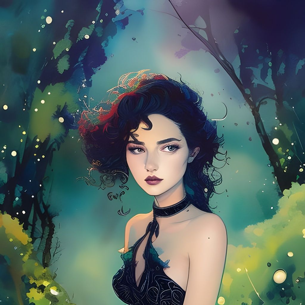 Girl with Flowing Hair: Liquid Gouache Watercolor