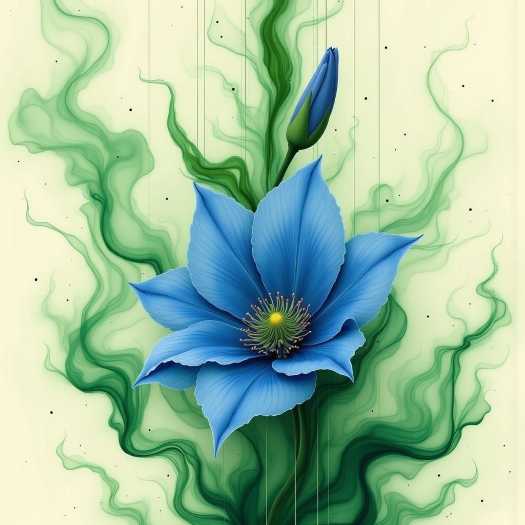 Architectural Blue Bellflower with Green Smoke