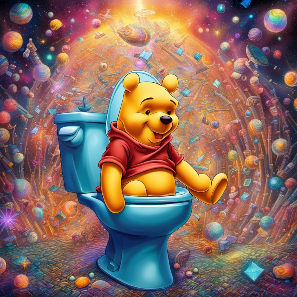 Winnie the Pooh's Astral Abode: Cosmic Illustration