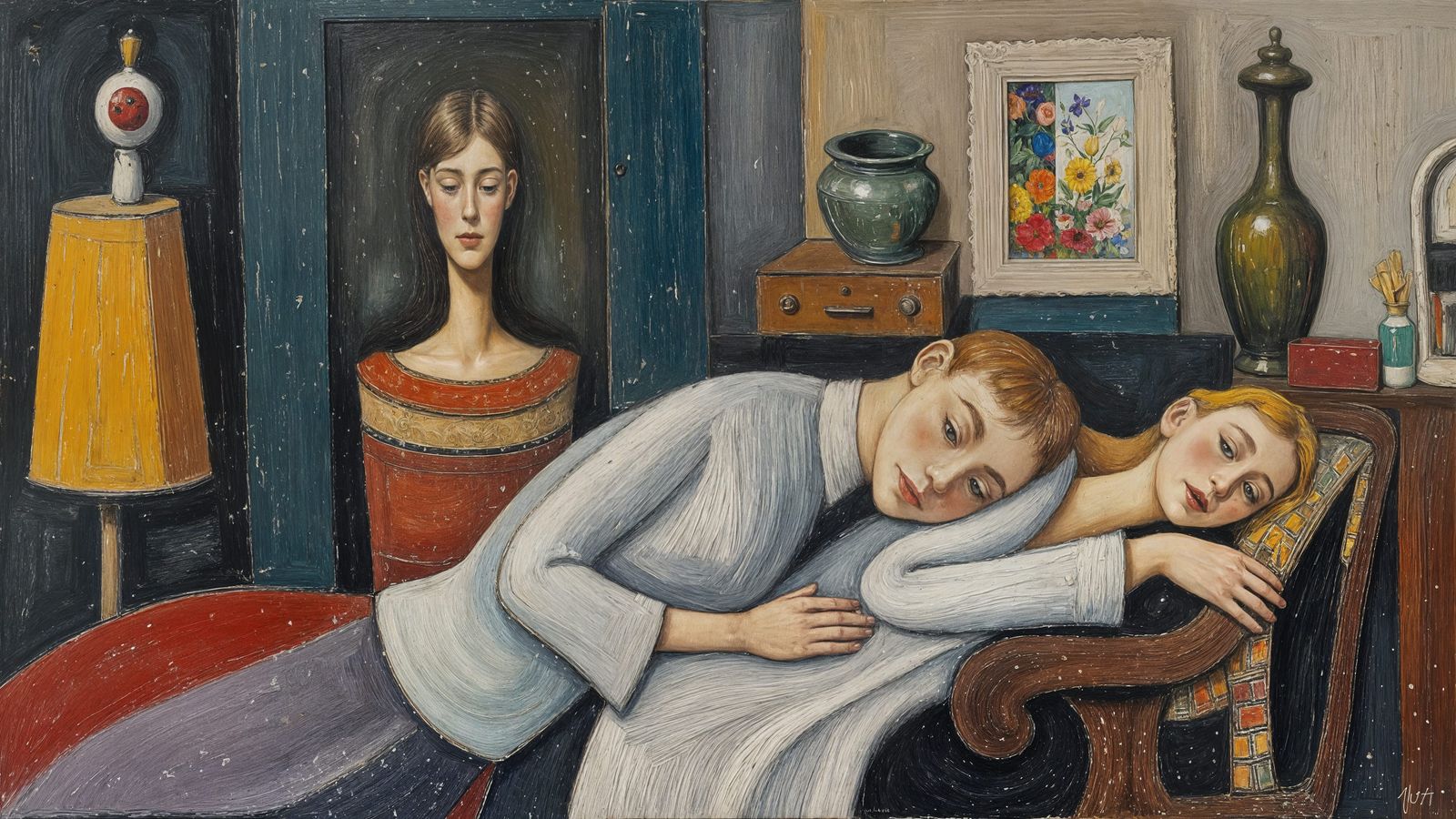 Still Life in Workshop: Surreal Cubist Oil Painting