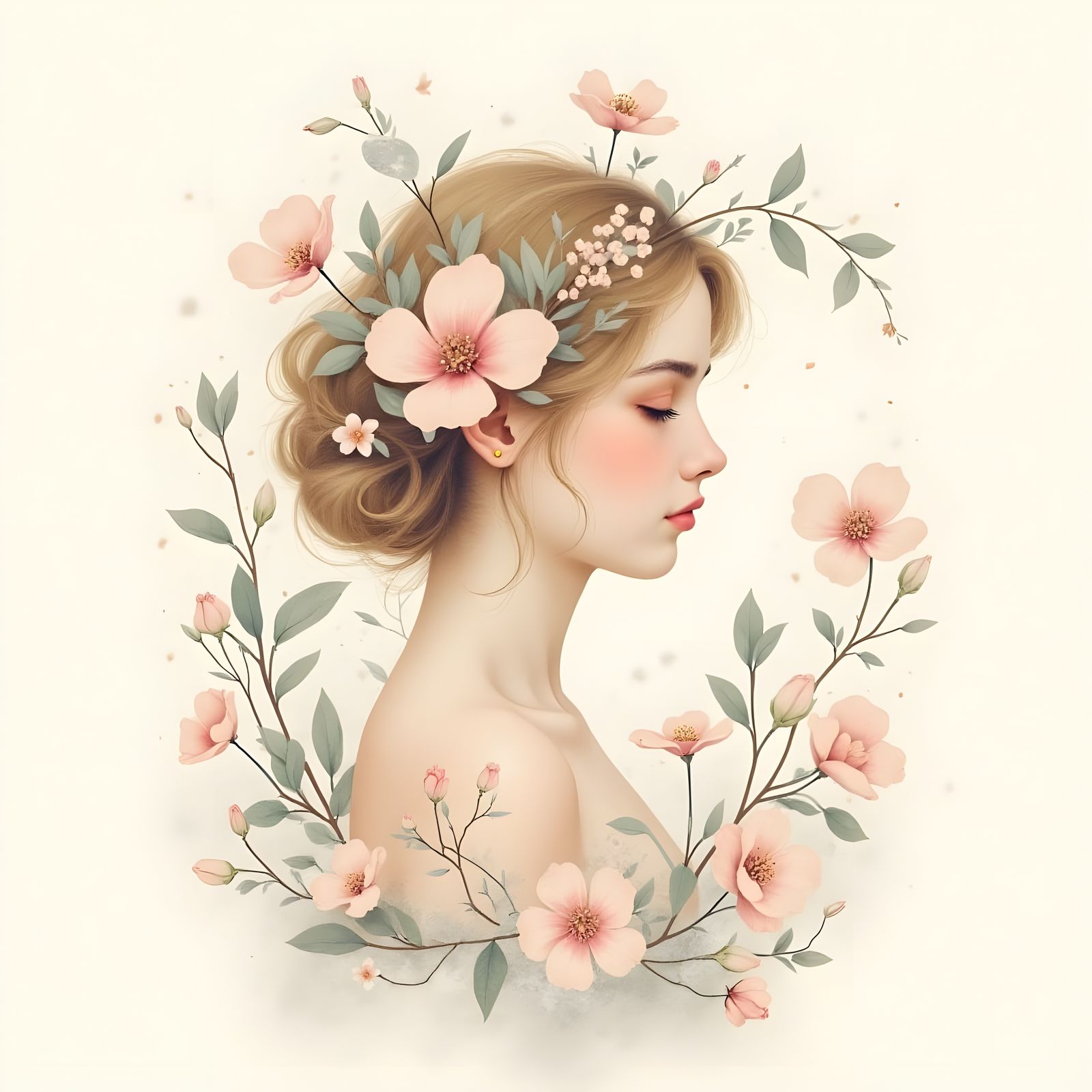 Dreamy Floral Composition in Watercolor Style