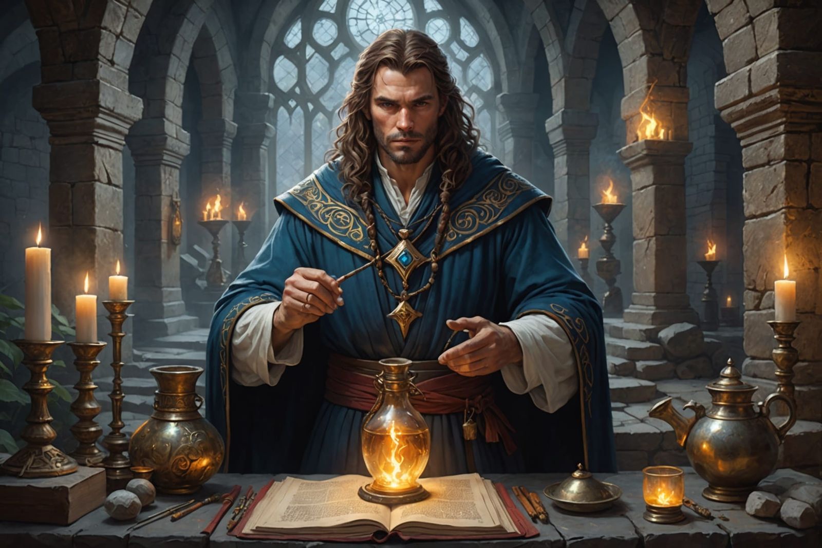 Breton Sorcerer in Medieval High Rock Fantasy Art