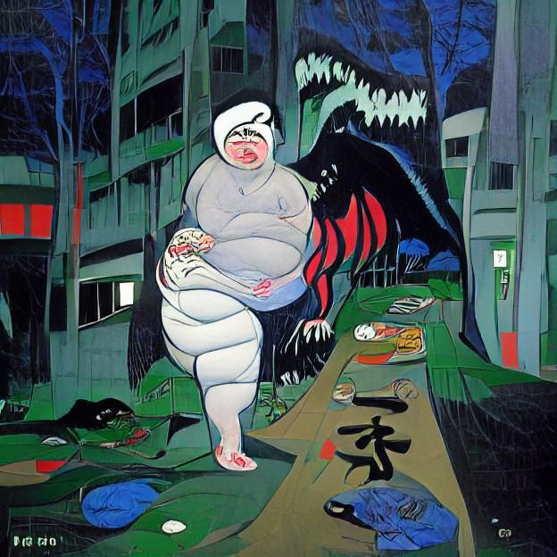 Self-Devouring Monster in Dark Horror Style