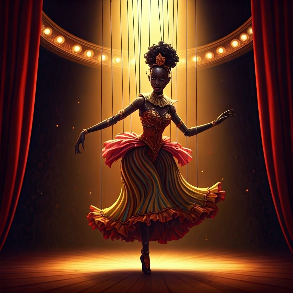 Elegant Puppet Dance in Dreamy Realism Style