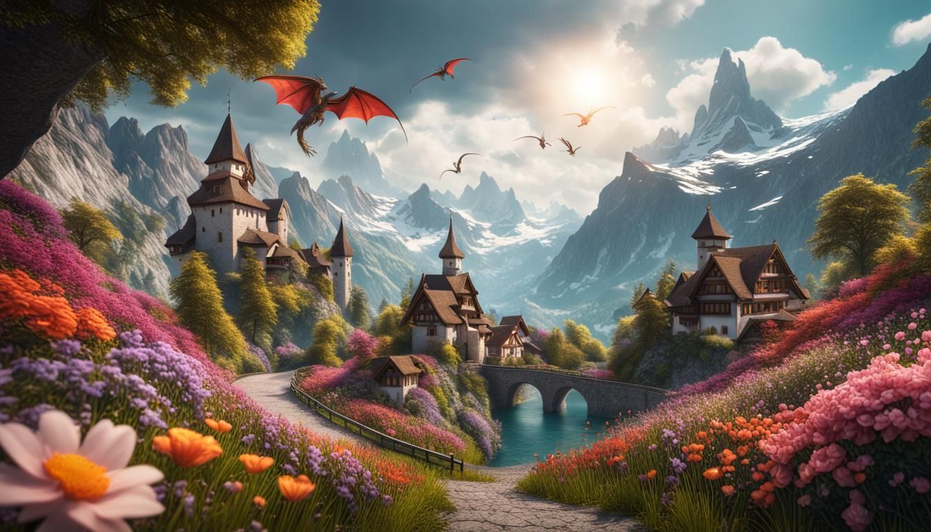 Dragons Over a Swiss Flower Paradise