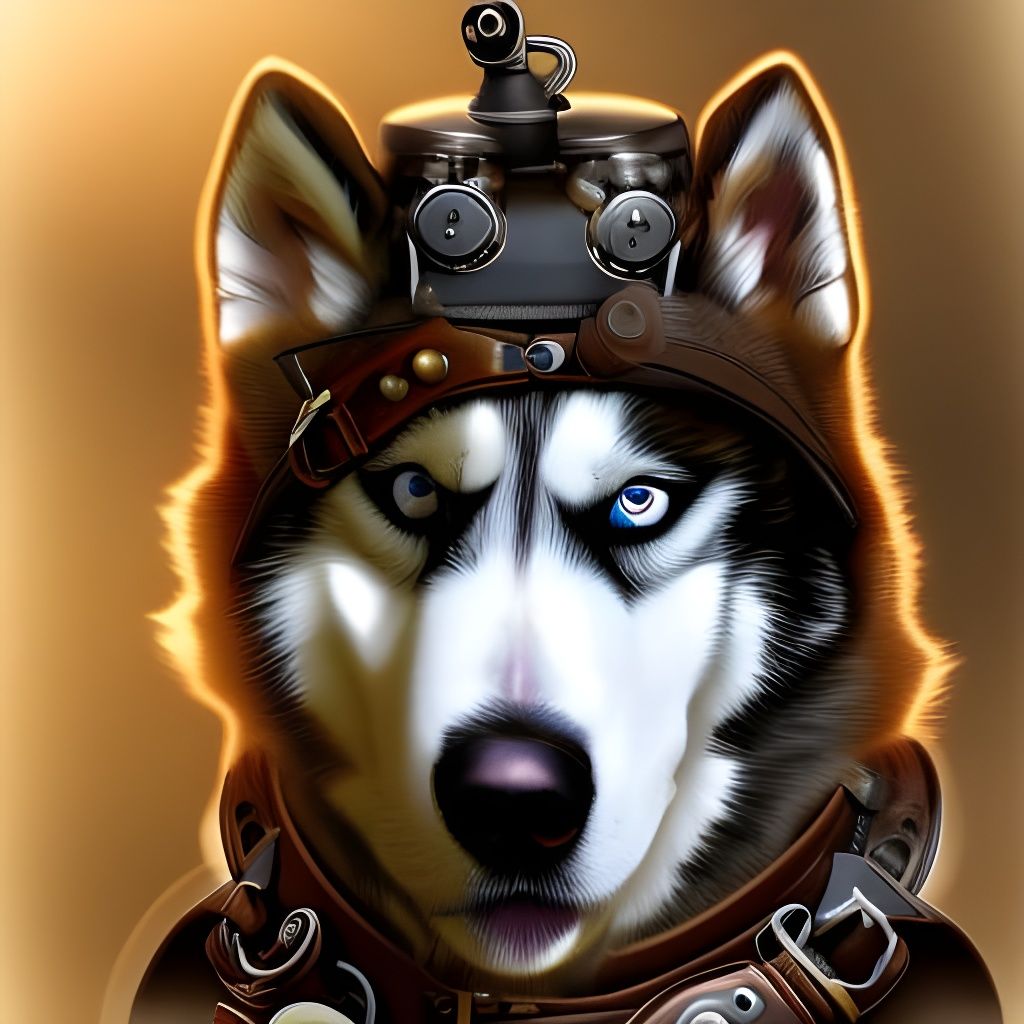 Steampunk Husky in Detailed 8K Resolution