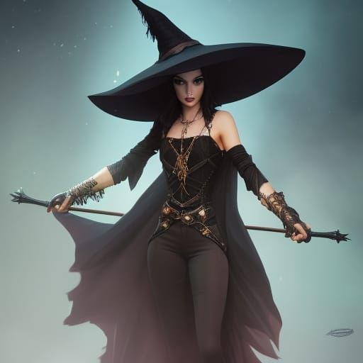 Gothic Witch Portrait in Hyperdetailed Style