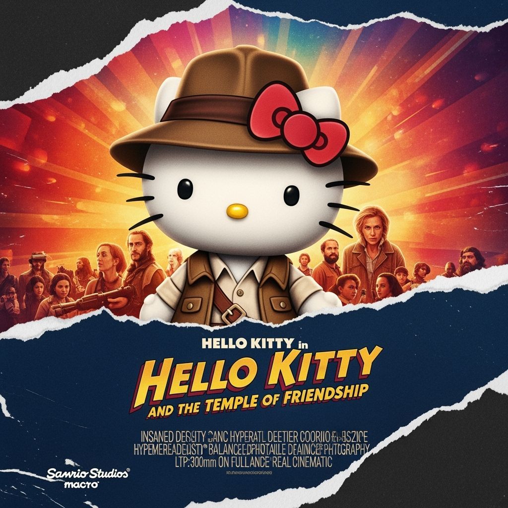 Hello Kitty as Indiana Jones: Sanrio Movie Poster