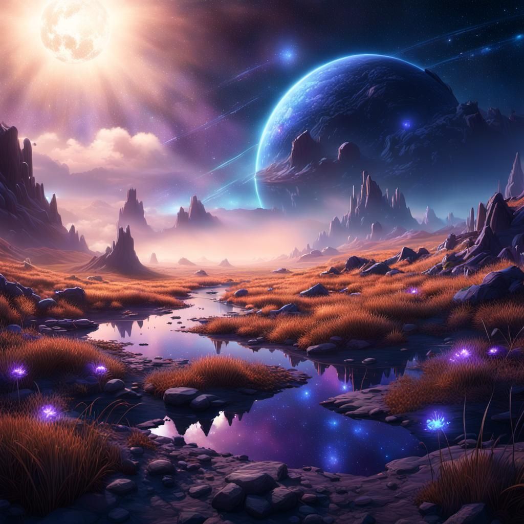 Cosmic Dust and Stars in Dark Fantasy Style