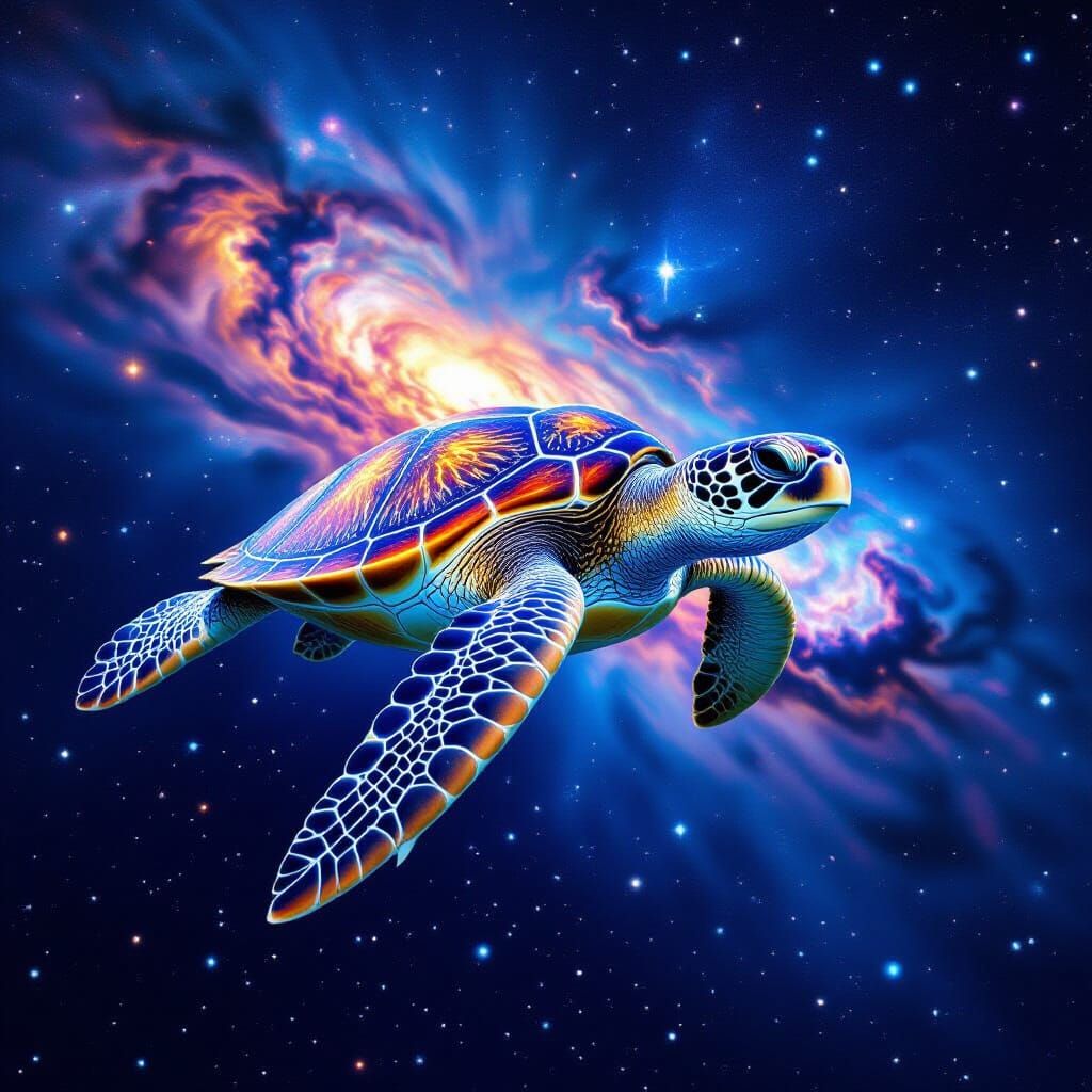 Galactic Sea Turtle in Cosmic Ocean