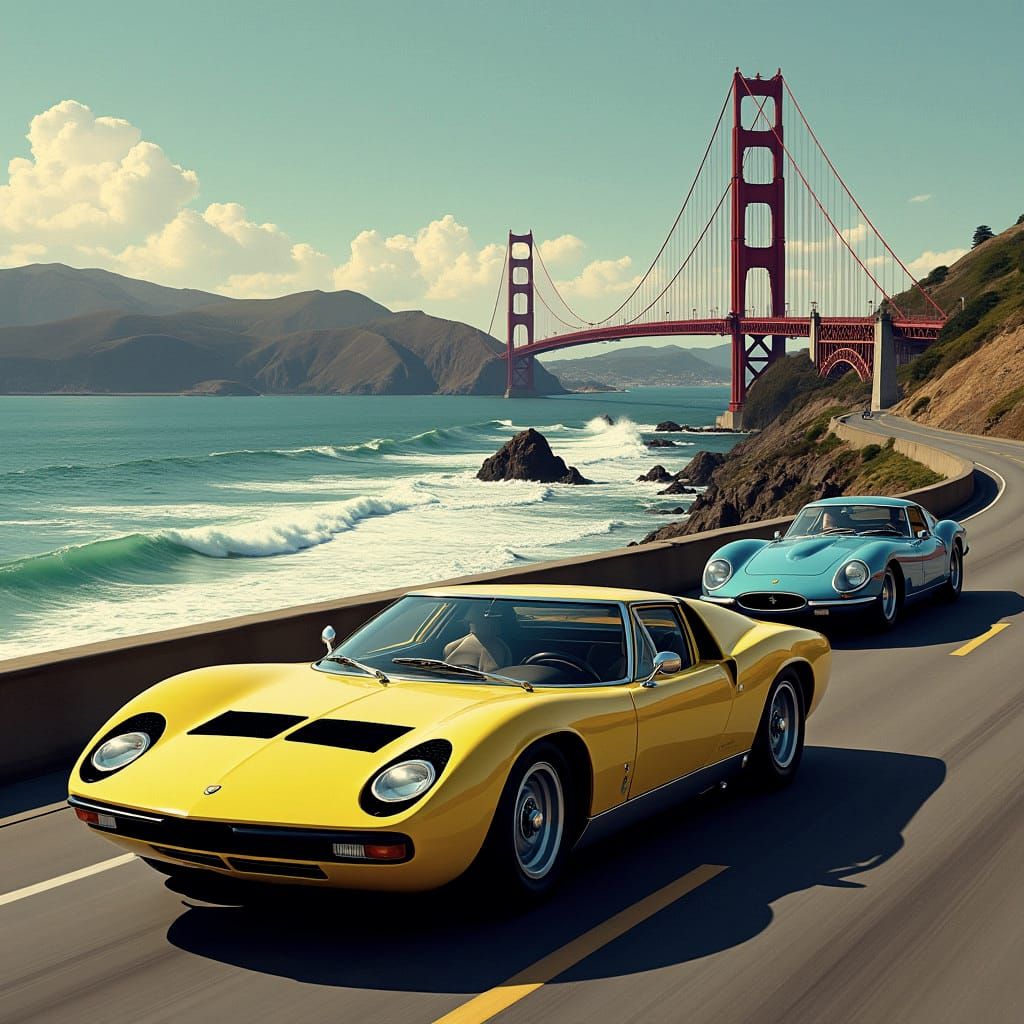 Lamborghini Miura Cruising Pacific Coast Highway