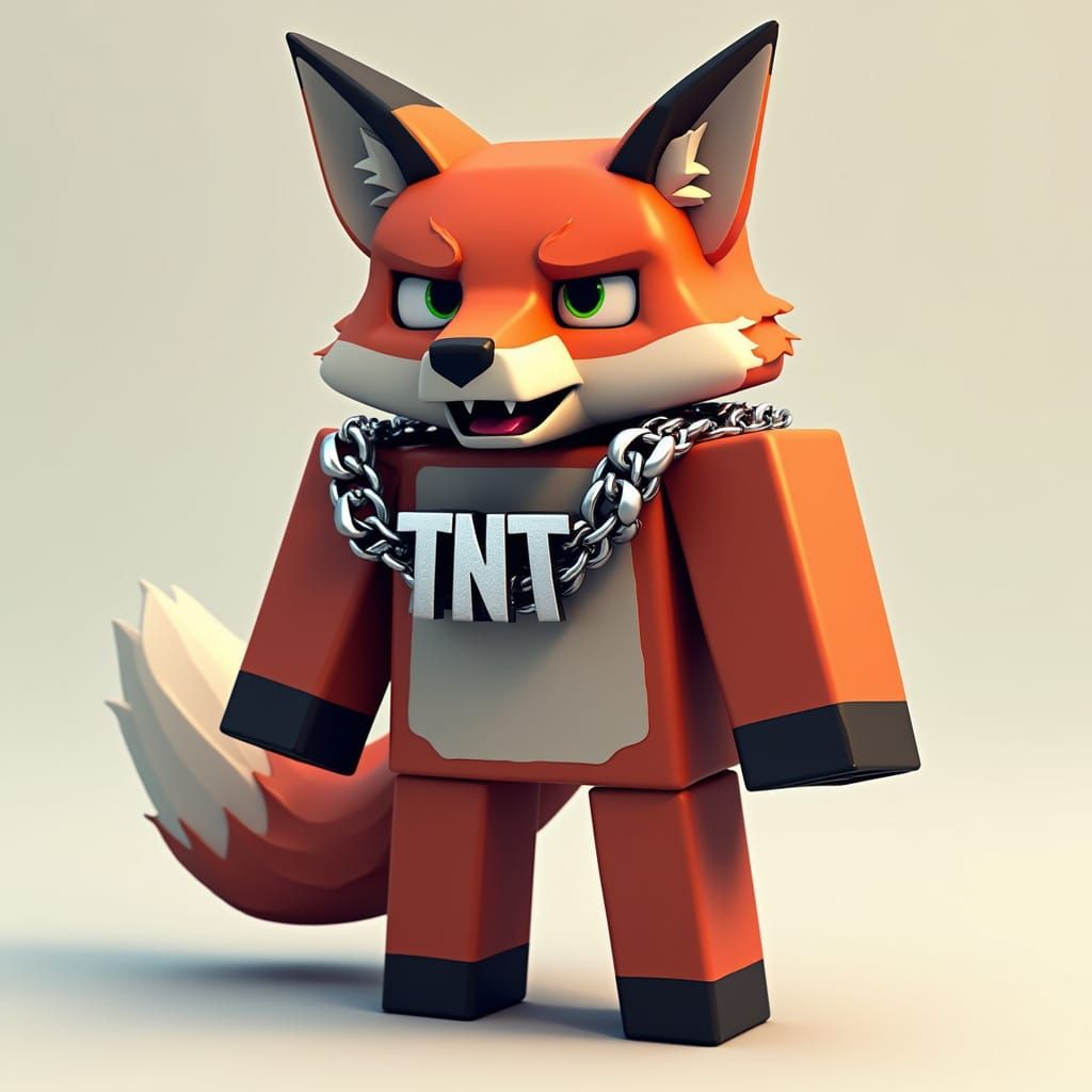 Minecraft Creeper Fox Hybrid in Blocky 3D Style