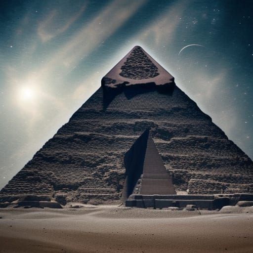Ancient Egypt: Alien Pyramid in Hyperrealistic Sci-Fi Scener...