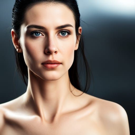 Girl with black hair and grey eyes