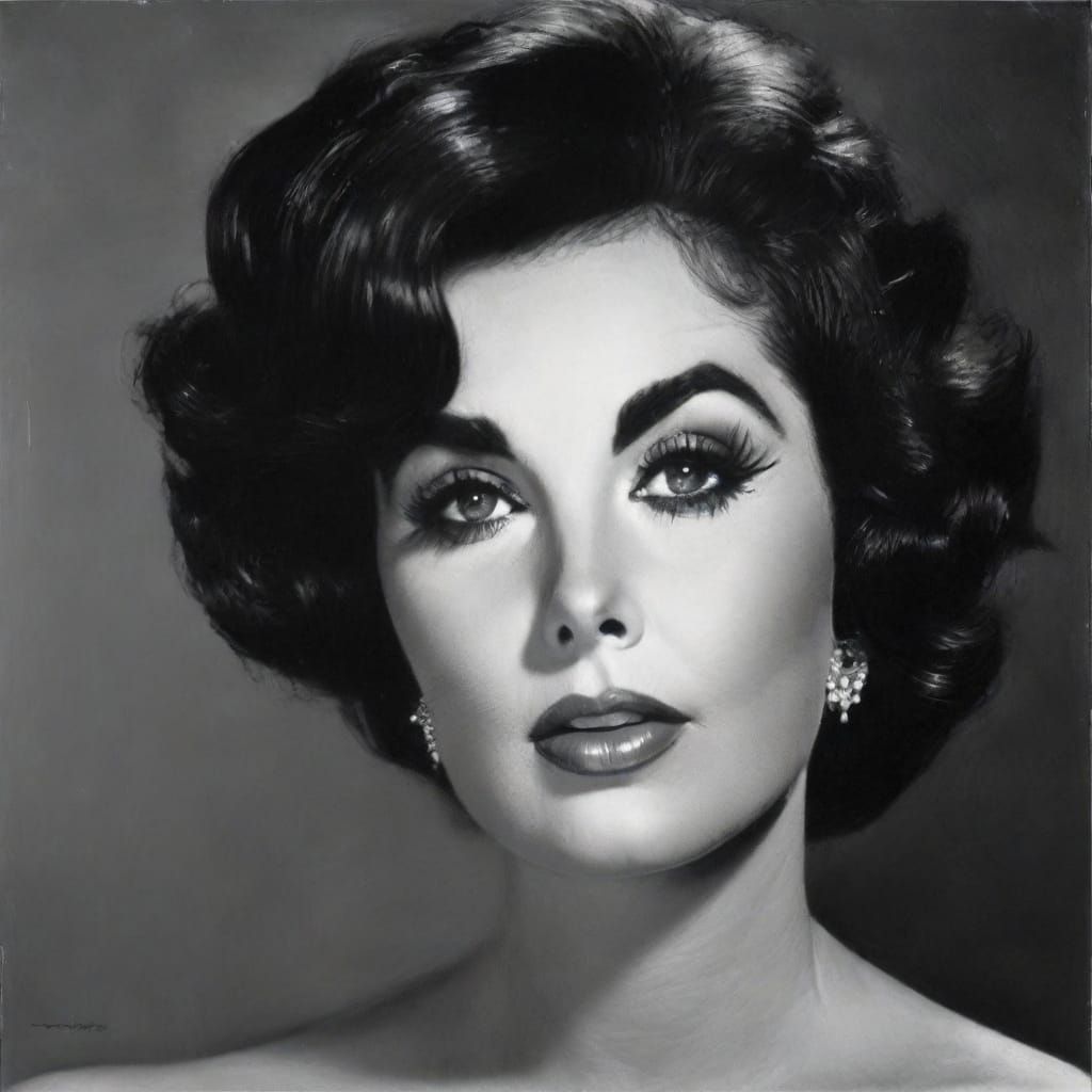 Elizabeth Taylor Portrait Age 40, Exhausted, Photorealistic ...