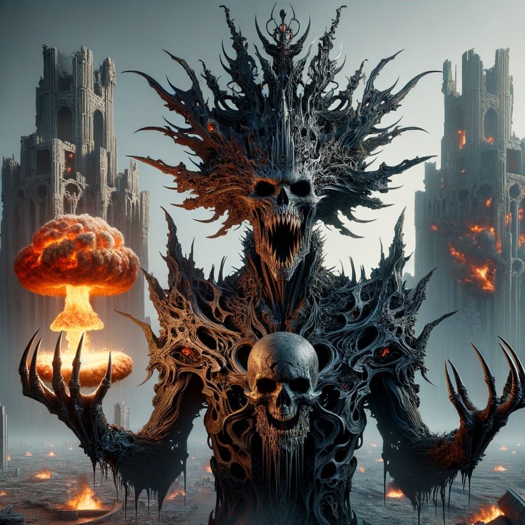 Warlord in Melted Armor Wields Fury and Destruction