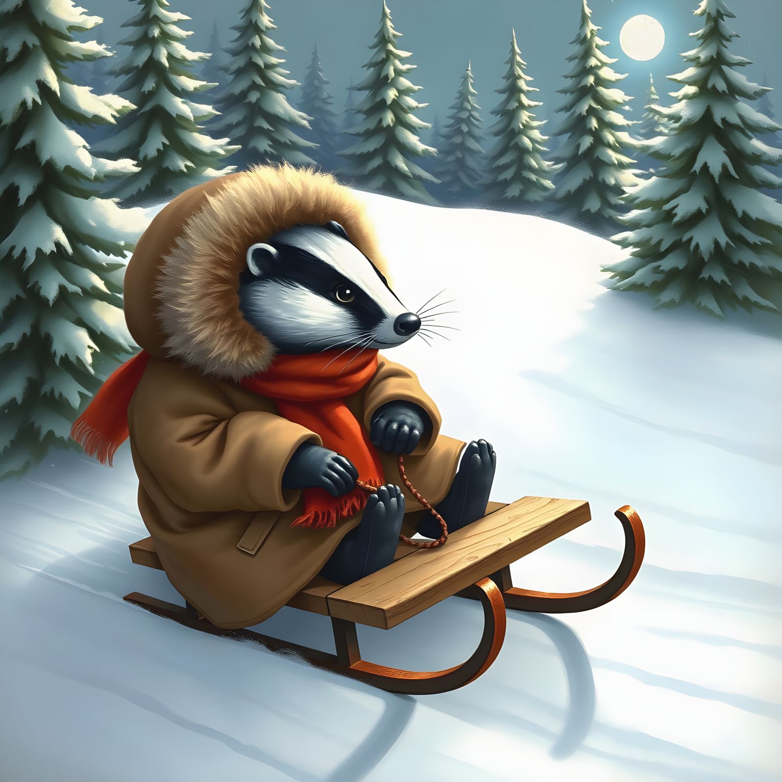 Badger in Winter Wonderland Sled Ride