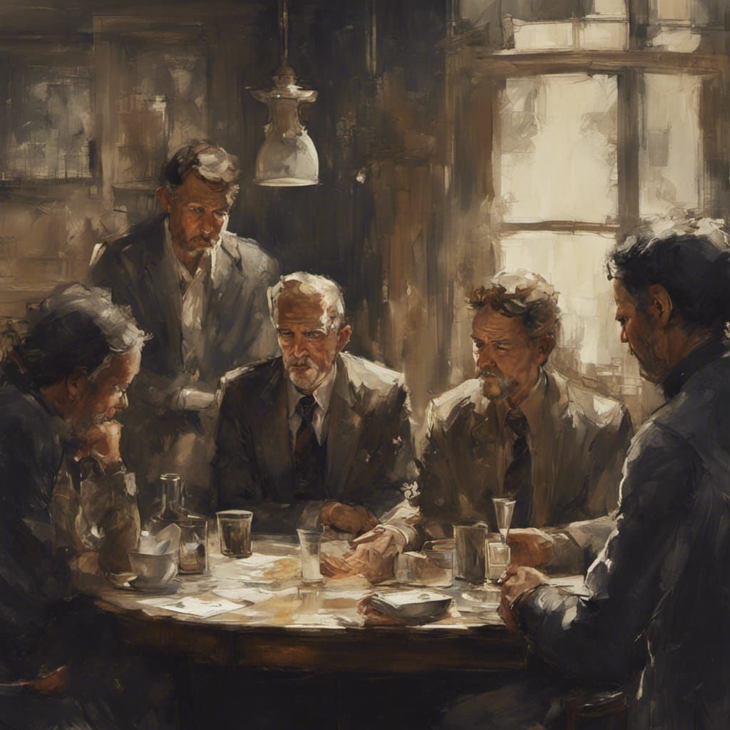 Apocalyptic Gathering: Detailed Illustration in Impasto Styl...