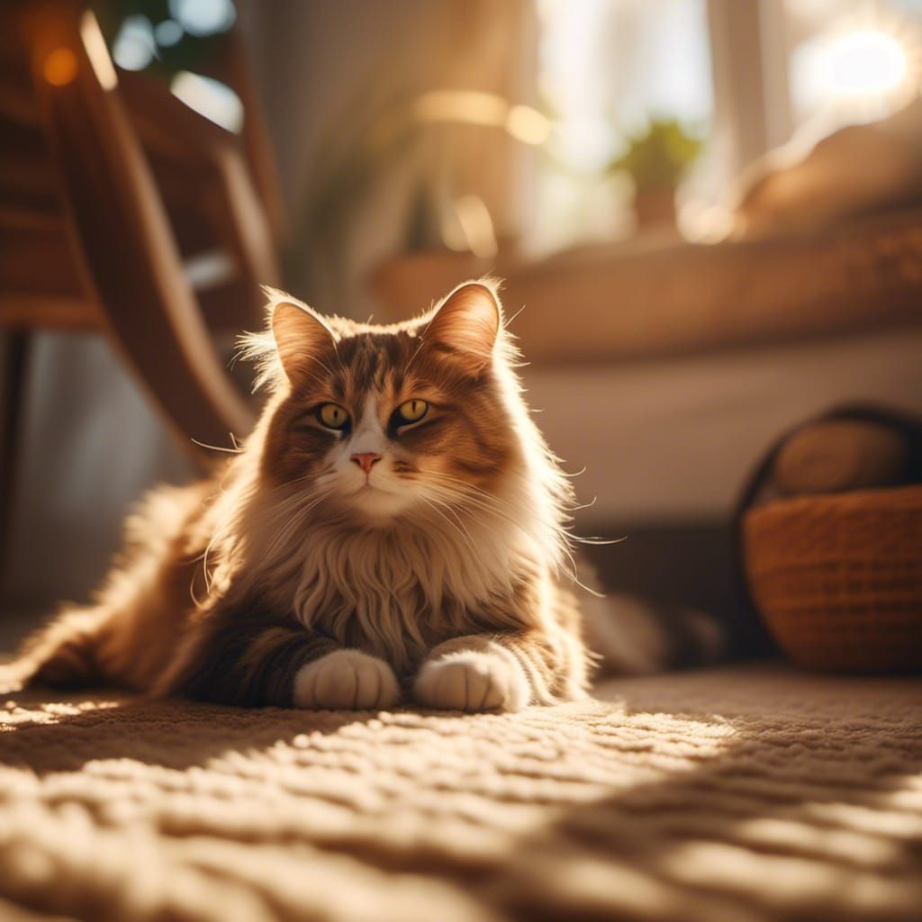 Cat in Golden Sunlight: Soft Natural Photography