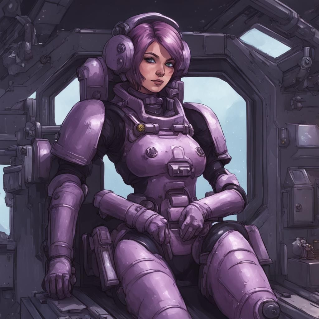 Anime Girls on Railgun in Warhammer 40k Style