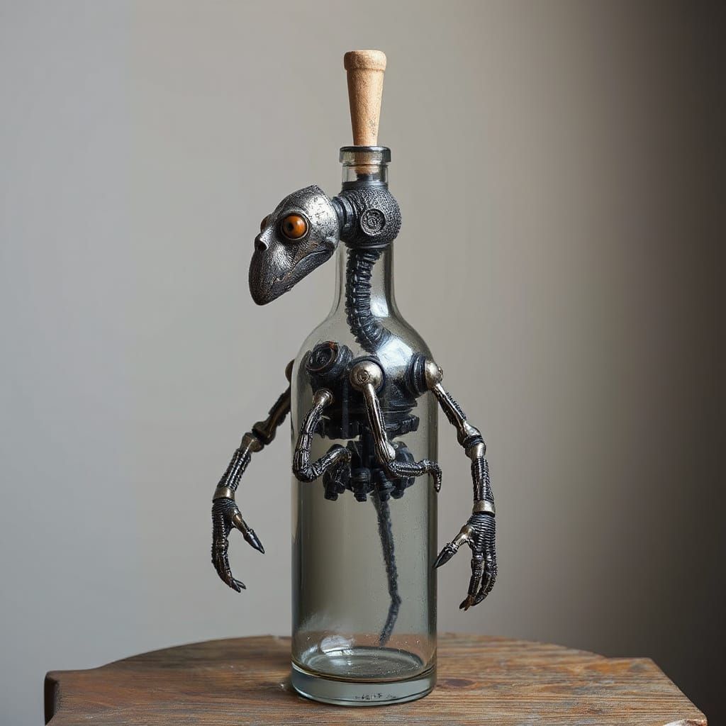 Surreal Anthropomorphic Bottle Cyborg Photograph