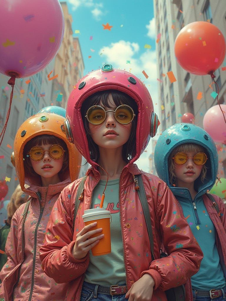 Geek Celebration with Balloons and Confetti