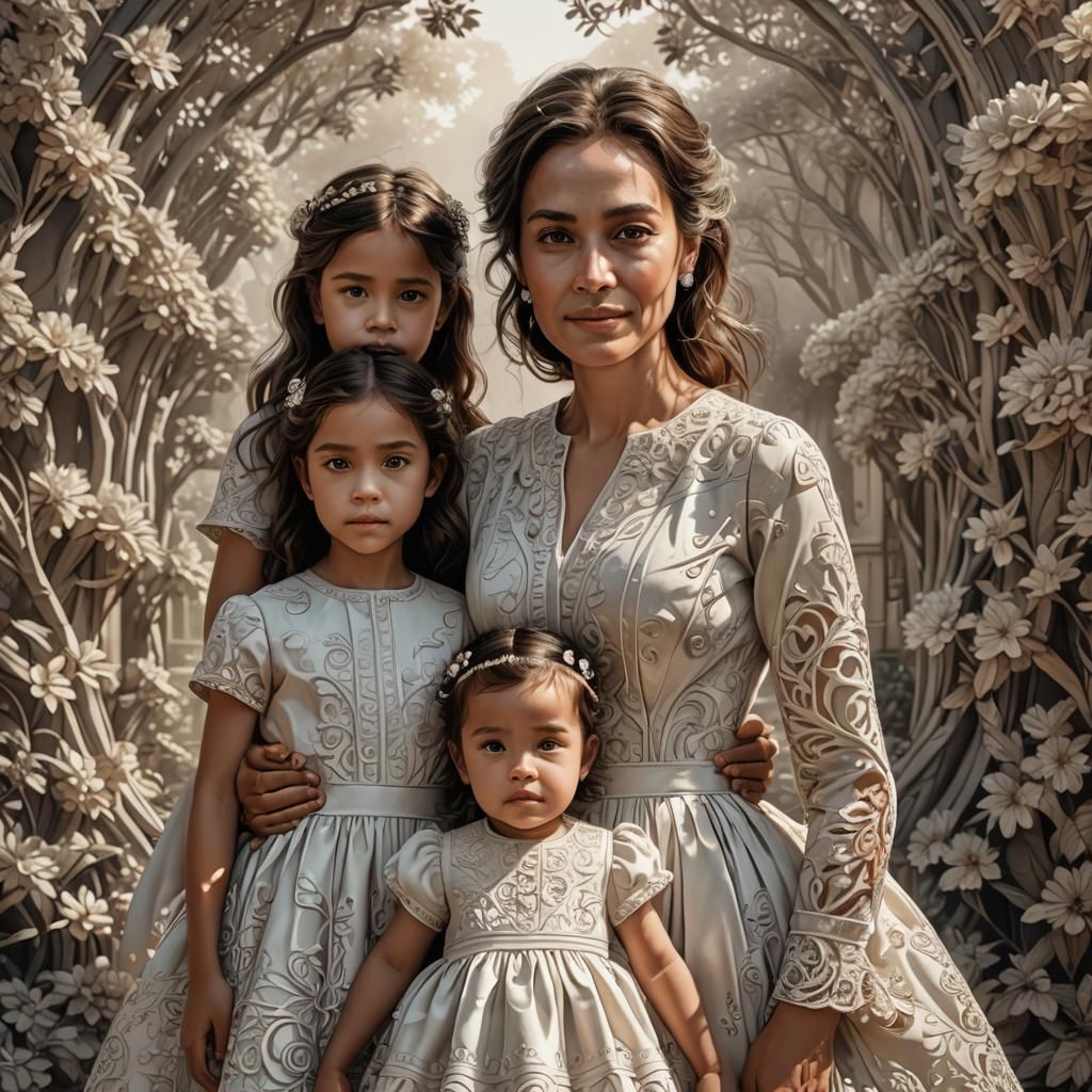 Hyperrealistic Family Portrait in Detailed Artistic Photogra...