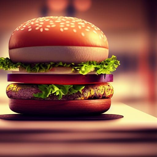 Hyperdetailed Burger Portrait in Macro Photography