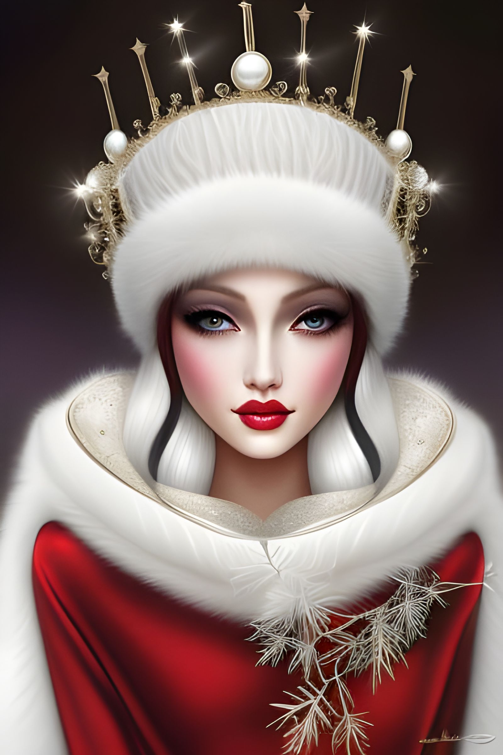 Intricate Snow Queen Portrait in Vivid Colors