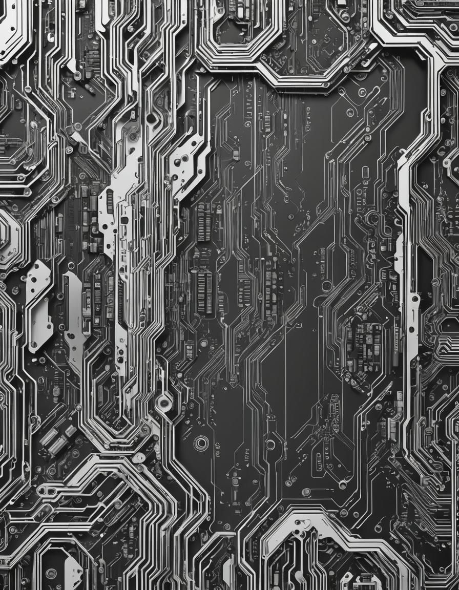 Cyberpunk Technical Page with Circuit Border