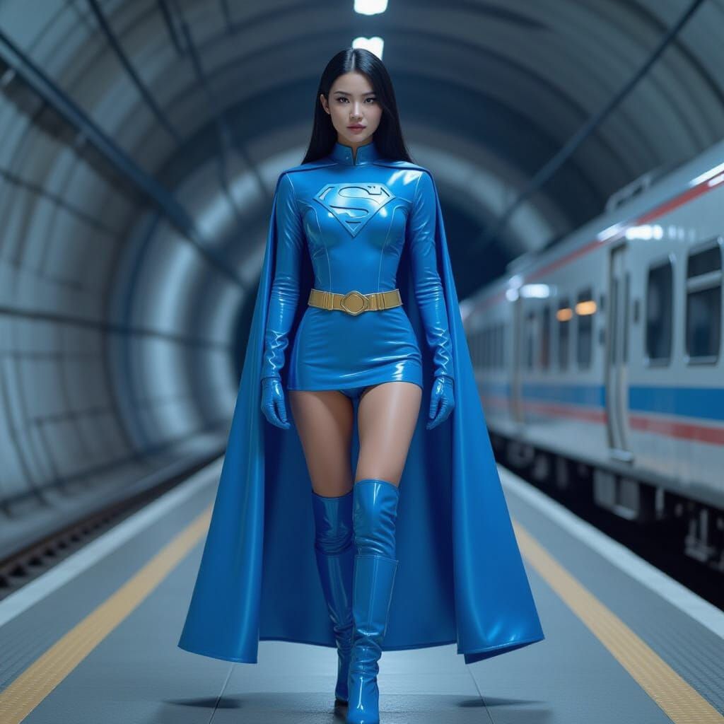 Supergirl Blue Star on Mountain Railway in Patent Leather