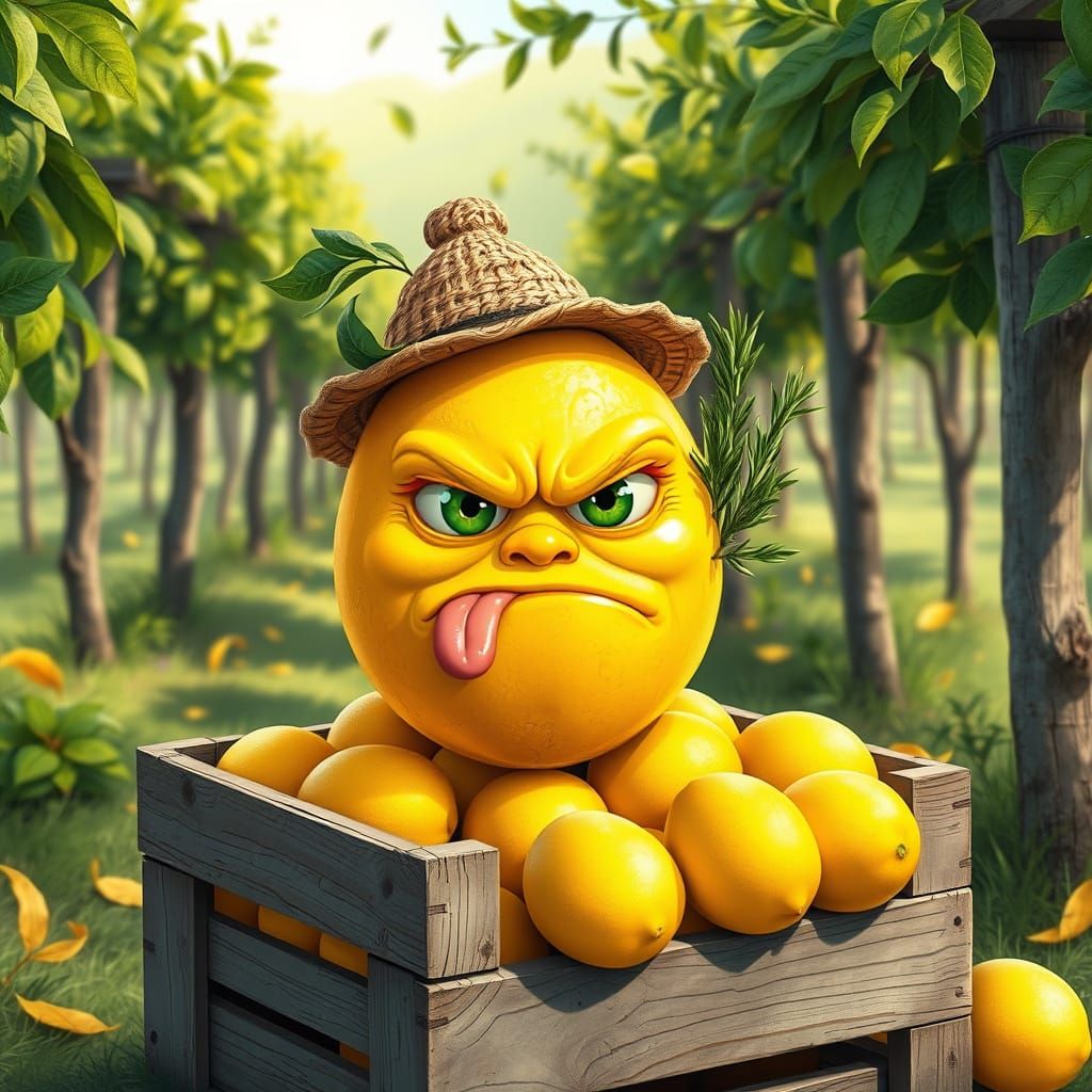 A sour curmudgeonly anthropomorphic Lemon