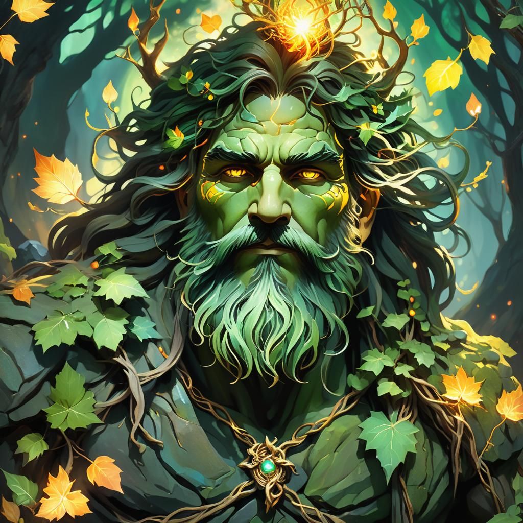 Green Man Living God Art Nouveau Concept