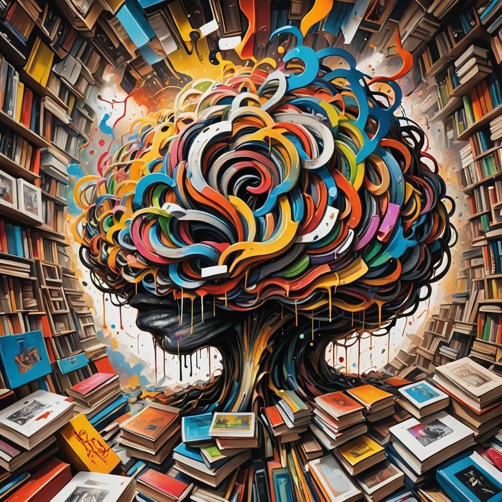 Vortex Brain: Graffiti Art with Books and Clothes