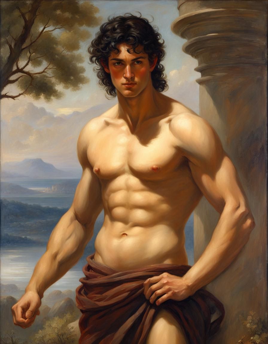 Hyacinthus: Greek God Portrait in Oil Painting Style