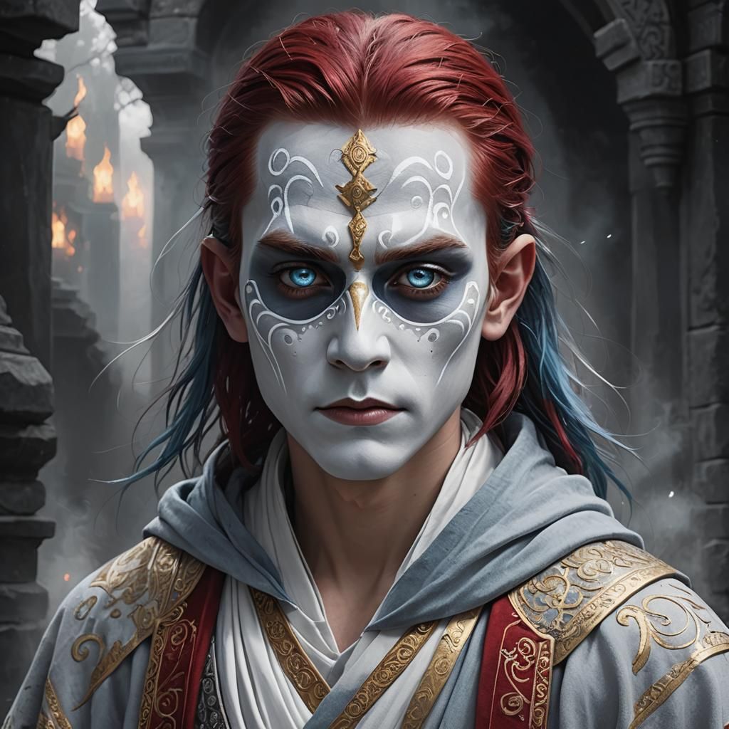 Crimson Haired Monk in Greg Rutkowski Style