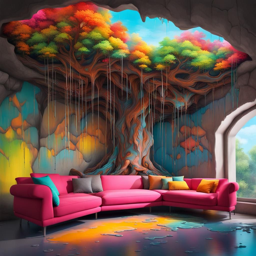 Tree with Millionaire Cave Next to Glass House