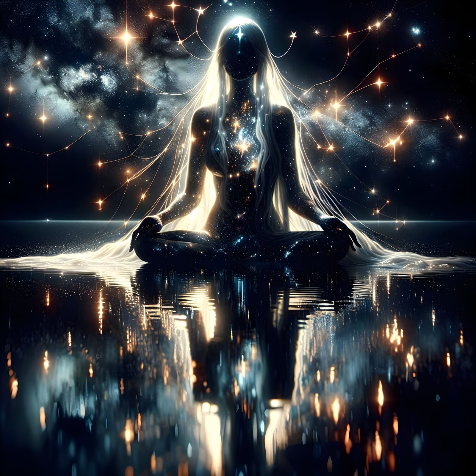 Ethereal South Asian Goddess Emerges from the Cosmos