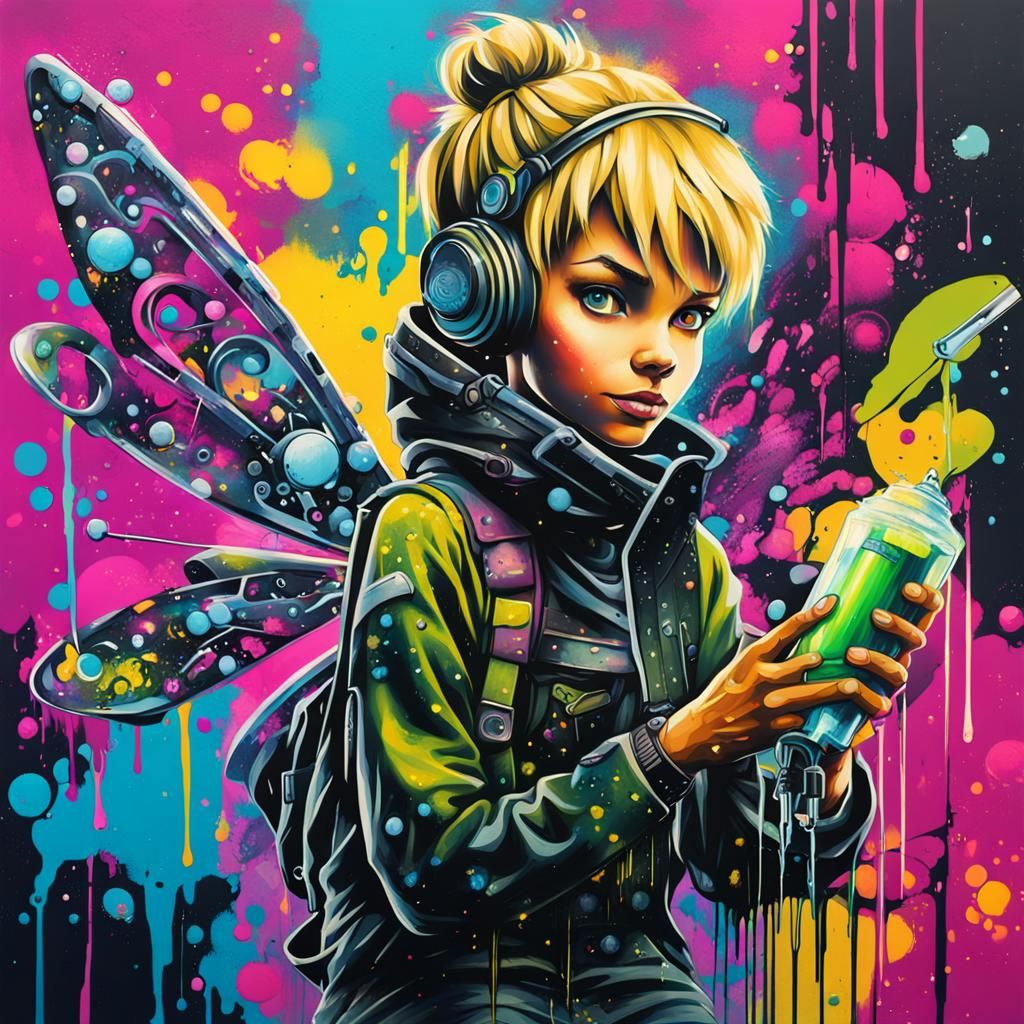 Cyberpunk Tinkerbell Graffiti Art