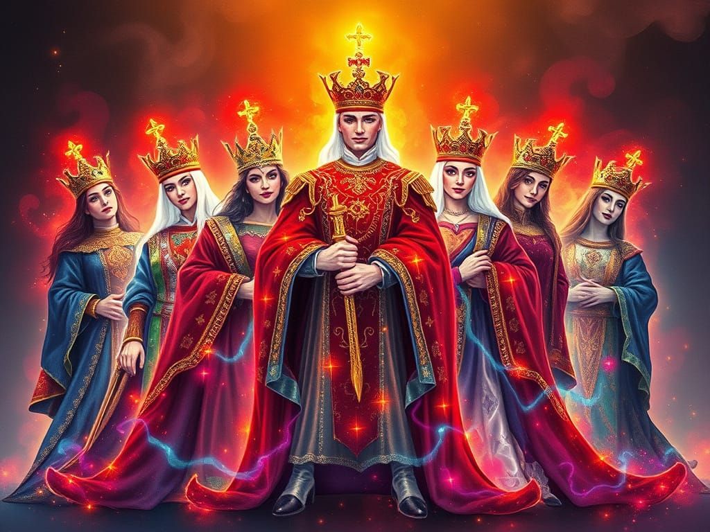 Royal Court of Card Suits in Watercolor Style