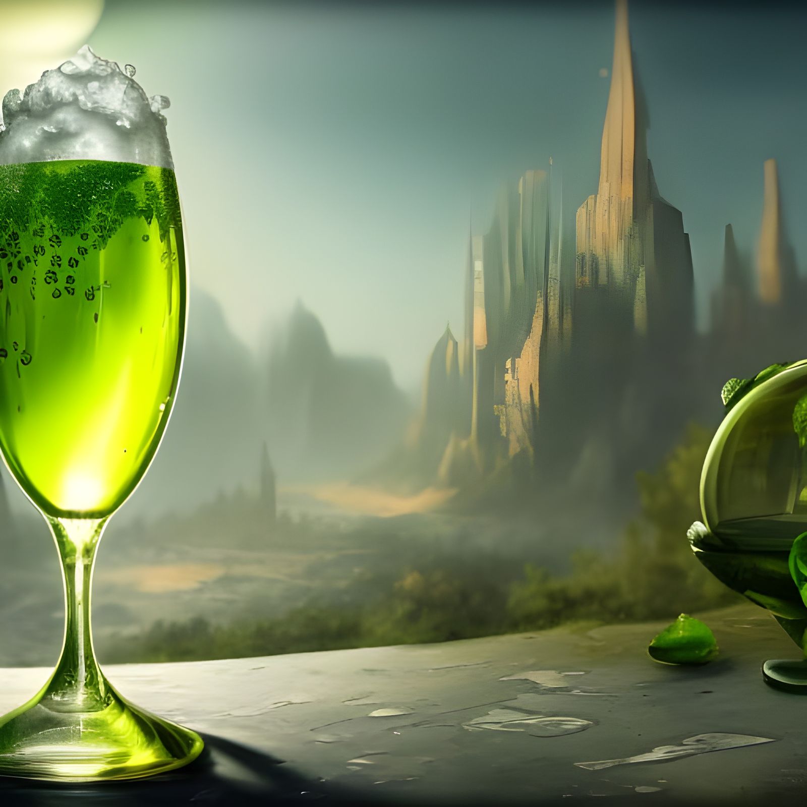 Green Glass Apple with Bubbles in 4K