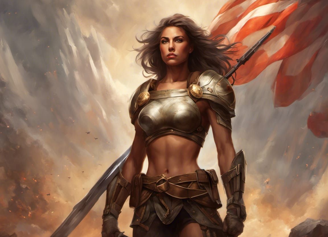 Epic Fantasy Art of a Valiant Female Soldier