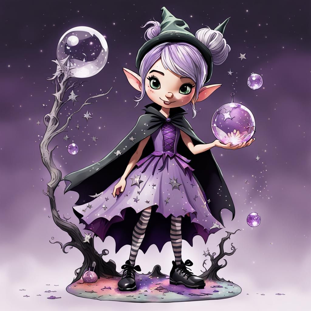 Cute Fairy Witch Character in Quentin Blake Style